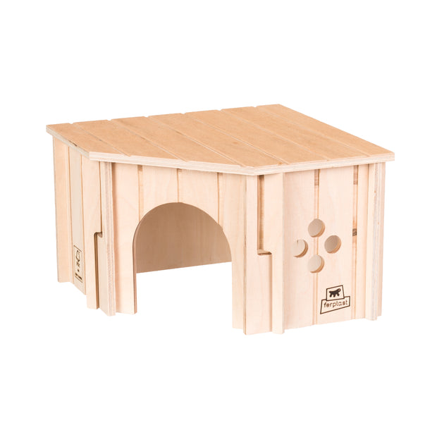 SIN CORNER Eckhaus aus Holz für Kleintiere