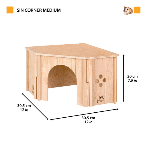 SIN CORNER Eckhaus aus Holz für Kleintiere
