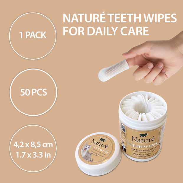 DENTALE FINGERPADS ZUR EINMALIGEN VERWENDUNG NATURÉ – FÜR HUNDE UND KATZEN (50 Stück)