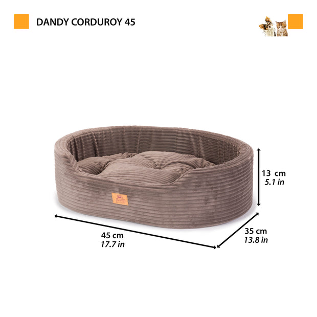 DANDY CORDUROY Sofa-Bett mit herausnehmbarem Kissen für Hunde und Katzen