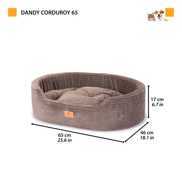 DANDY CORDUROY Sofa-Bett mit herausnehmbarem Kissen für Hunde und Katzen